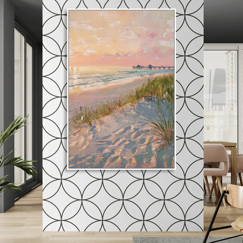 Virginia Beach Oceanfront Serenity Living Room - White Canvas Wall Art