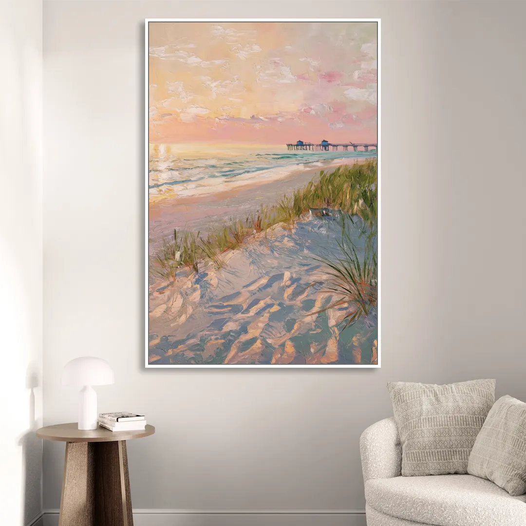 Virginia Beach Oceanfront Serenity Sitting Room - White Canvas Wall Art