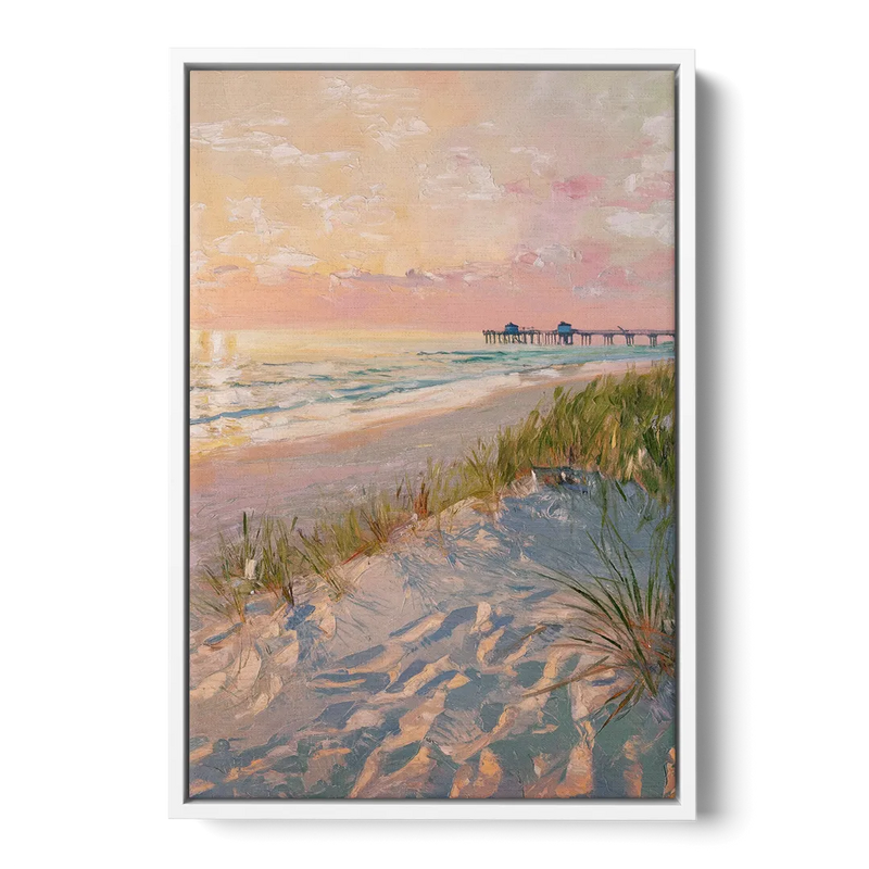 Virginia Beach Oceanfront Serenity Front - White Canvas Wall Art