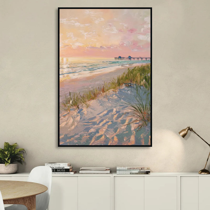 Virginia Beach Oceanfront Serenity Sitting Room - Black Canvas Wall Art