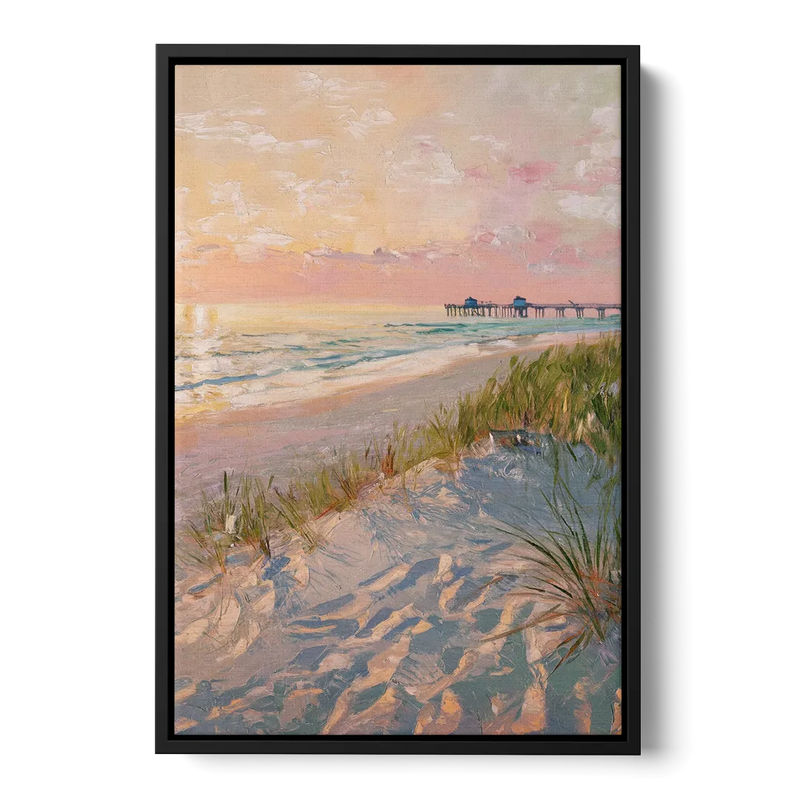 Virginia Beach Oceanfront Serenity Front - Black Canvas Wall Art