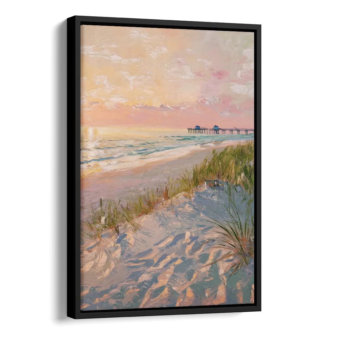 Virginia Beach Oceanfront Serenity Side - Black Canvas Wall Art