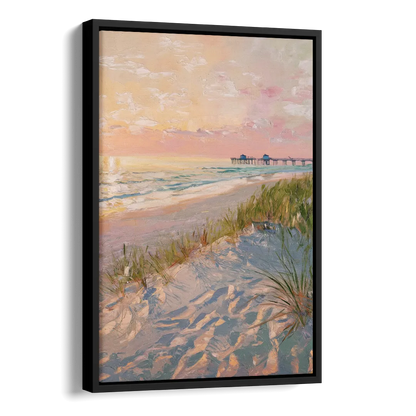 Virginia Beach Oceanfront Serenity Side - Black Canvas Wall Art