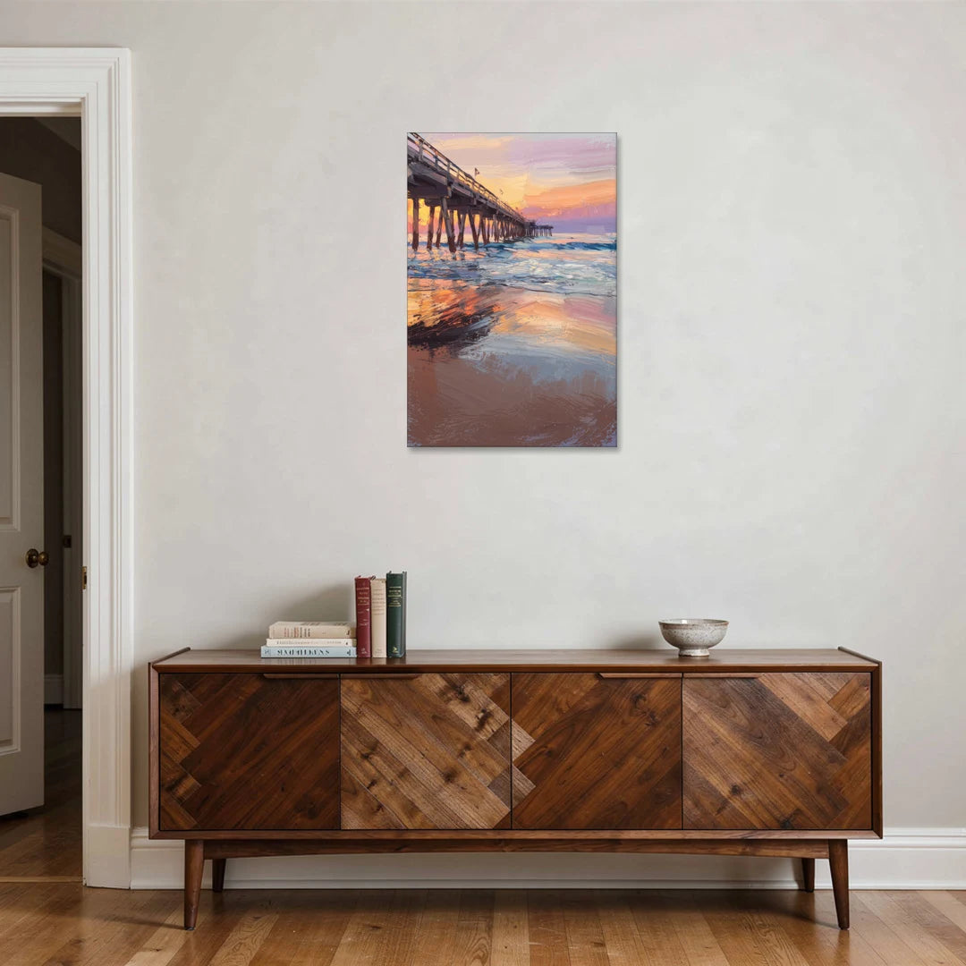 Virginia Beach Pier at Sunset - Canvas Wall Art - Coffee Table - 24x36