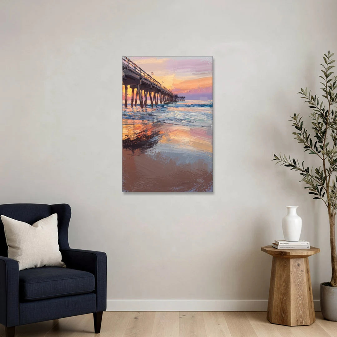 Virginia Beach Pier at Sunset - Canvas Wall Art - Sofa - 24x36