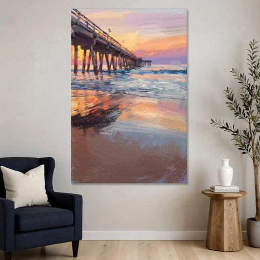 Virginia Beach Pier at Sunset - Canvas Wall Art - Sofa - 40x60