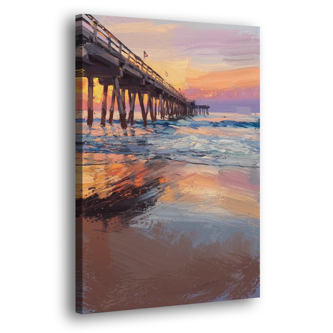 Virginia Beach Pier at Sunset Side - Canvas Wall Art