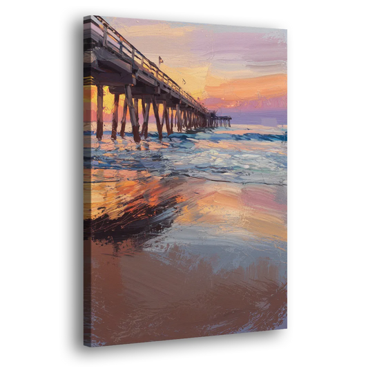 Virginia Beach Pier at Sunset Side - Canvas Wall Art