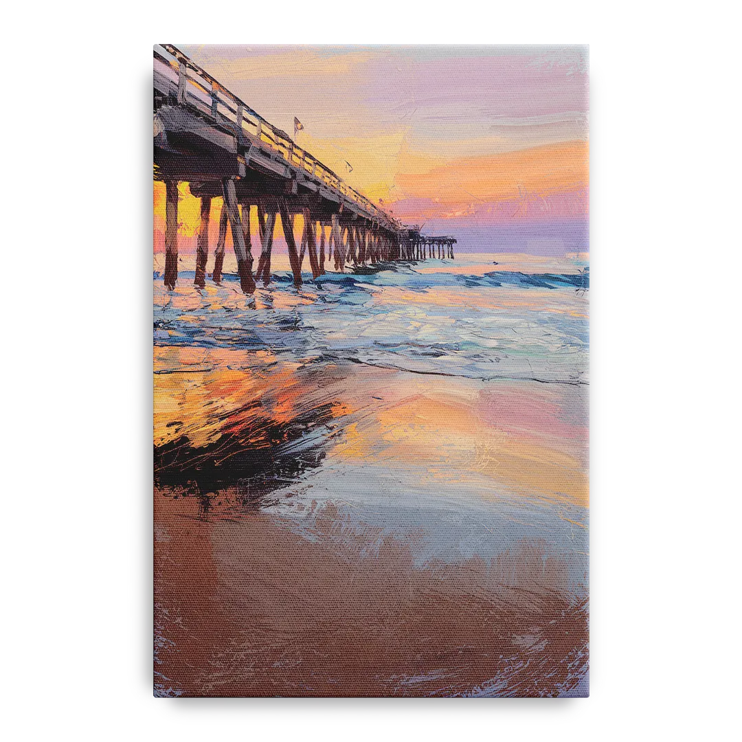 Virginia Beach Pier at Sunset Front - Canvas Wall Art