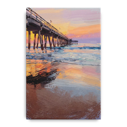Virginia Beach Pier at Sunset Front - Canvas Wall Art