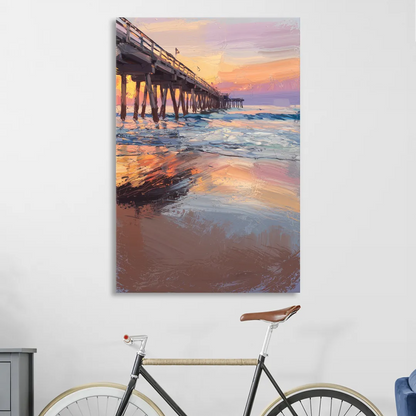 Virginia Beach Pier at Sunset Sitting Room - Canvas Wall Art