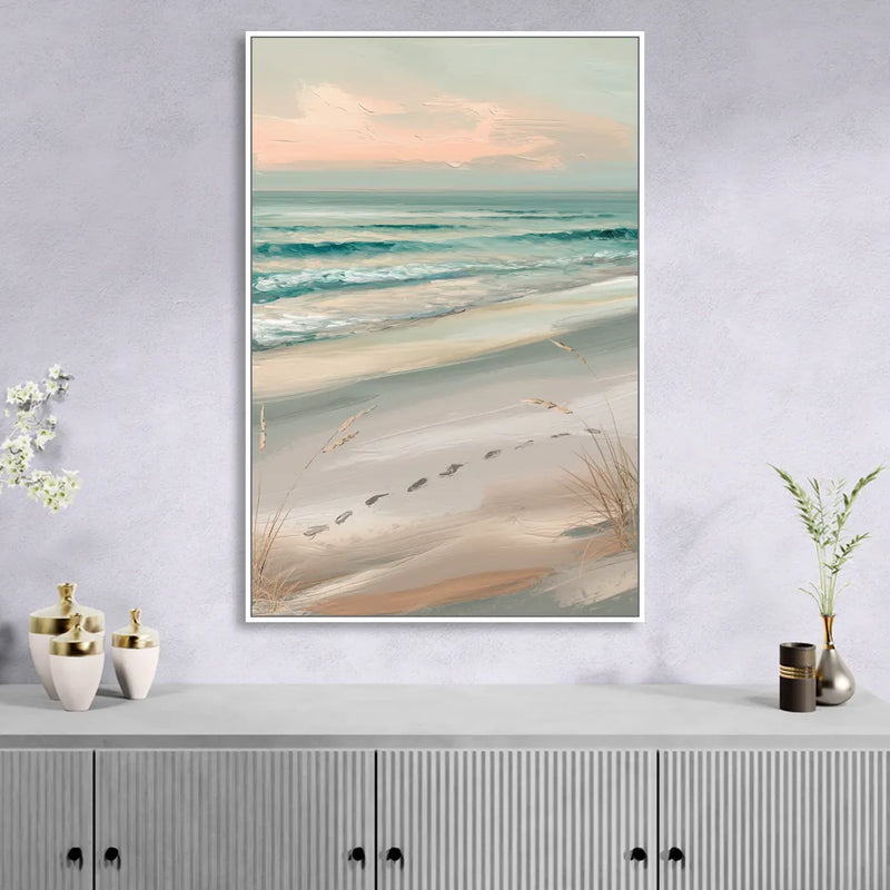 Virginia Beach Sand and Surf Sitting Room - White Canvas Wall Art