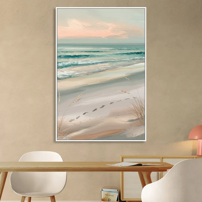 Virginia Beach Sand and Surf Living Room - White Canvas Wall Art