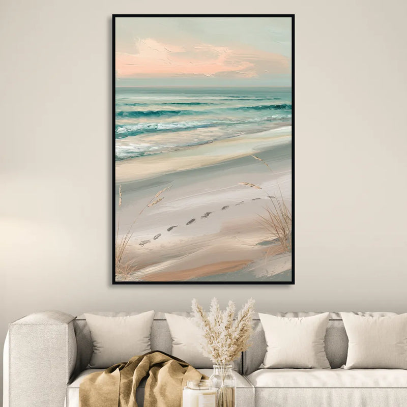 Virginia Beach Sand and Surf Sitting Room - Black Canvas Wall Art