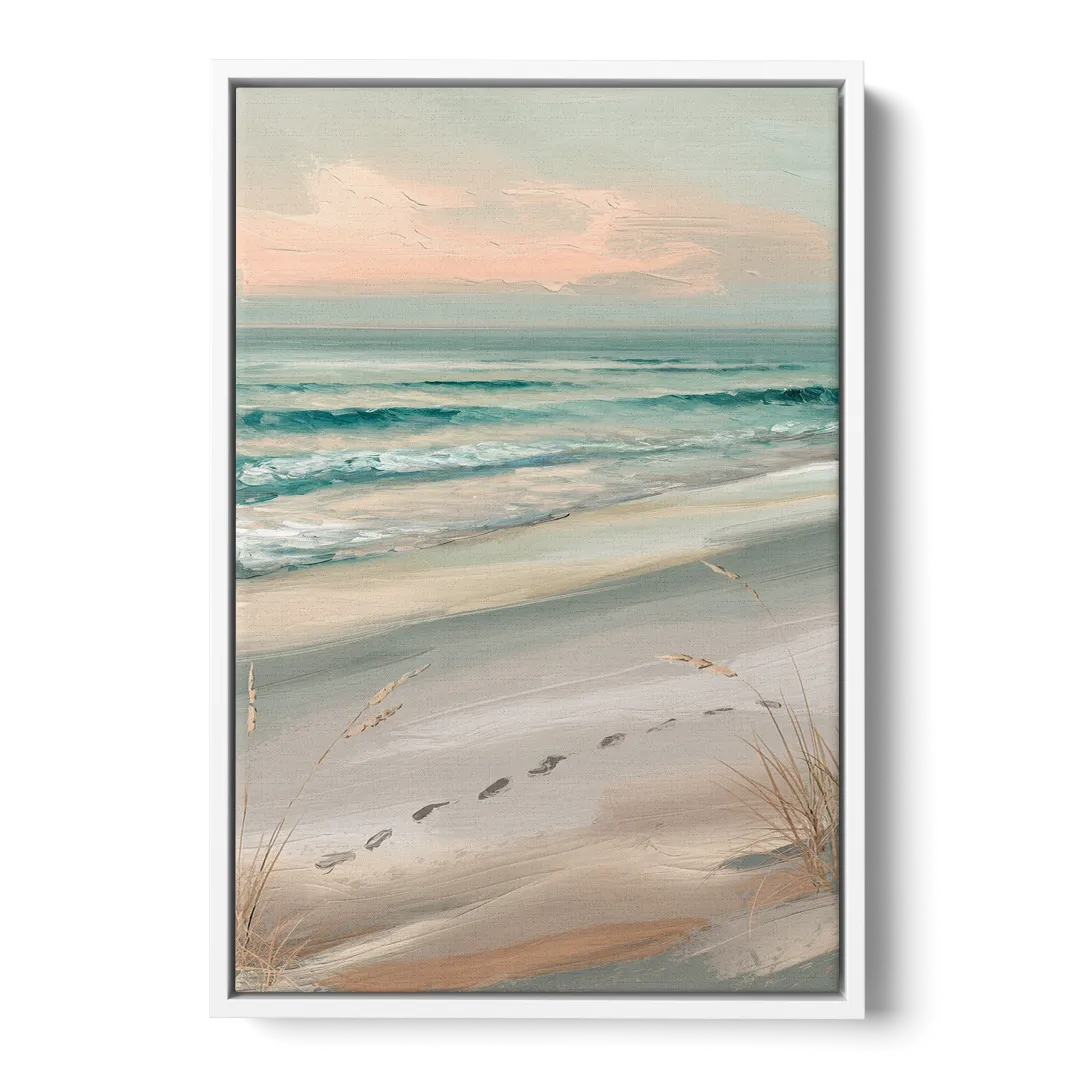 Virginia Beach Sand and Surf Front - White Canvas Wall Art