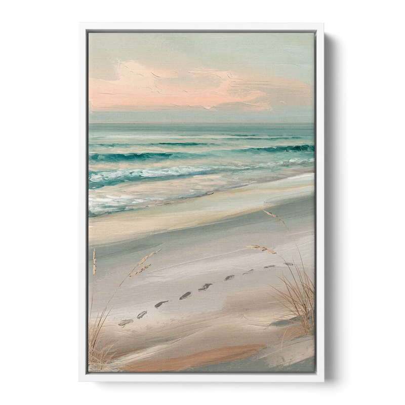 Virginia Beach Sand and Surf Front - White Canvas Wall Art