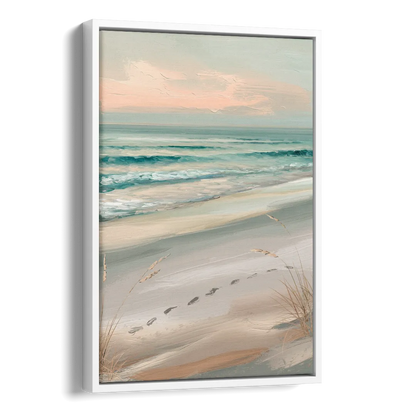 Virginia Beach Sand and Surf Side - White Canvas Wall Art