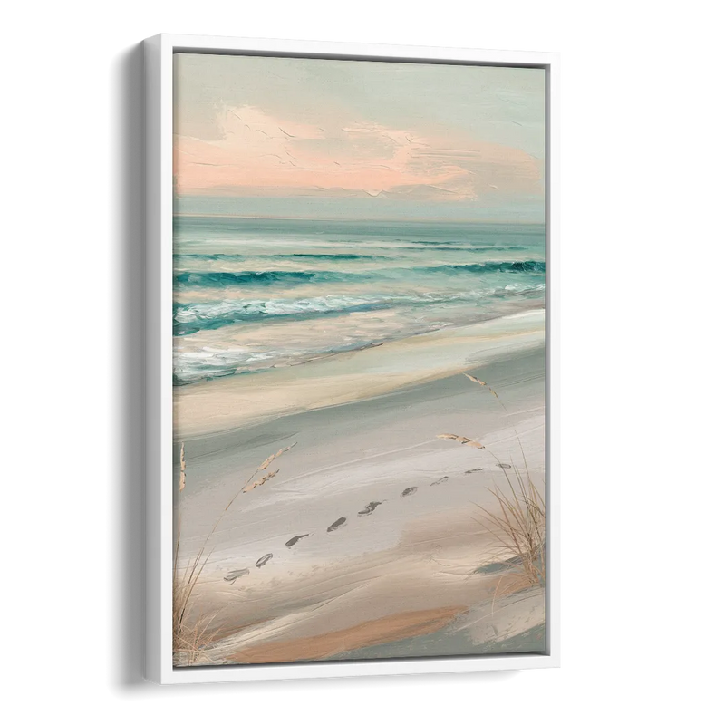 Virginia Beach Sand and Surf Side - White Canvas Wall Art
