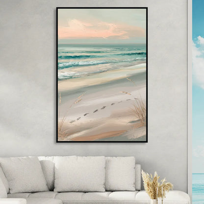 Virginia Beach Sand and Surf Living Room - Black Canvas Wall Art