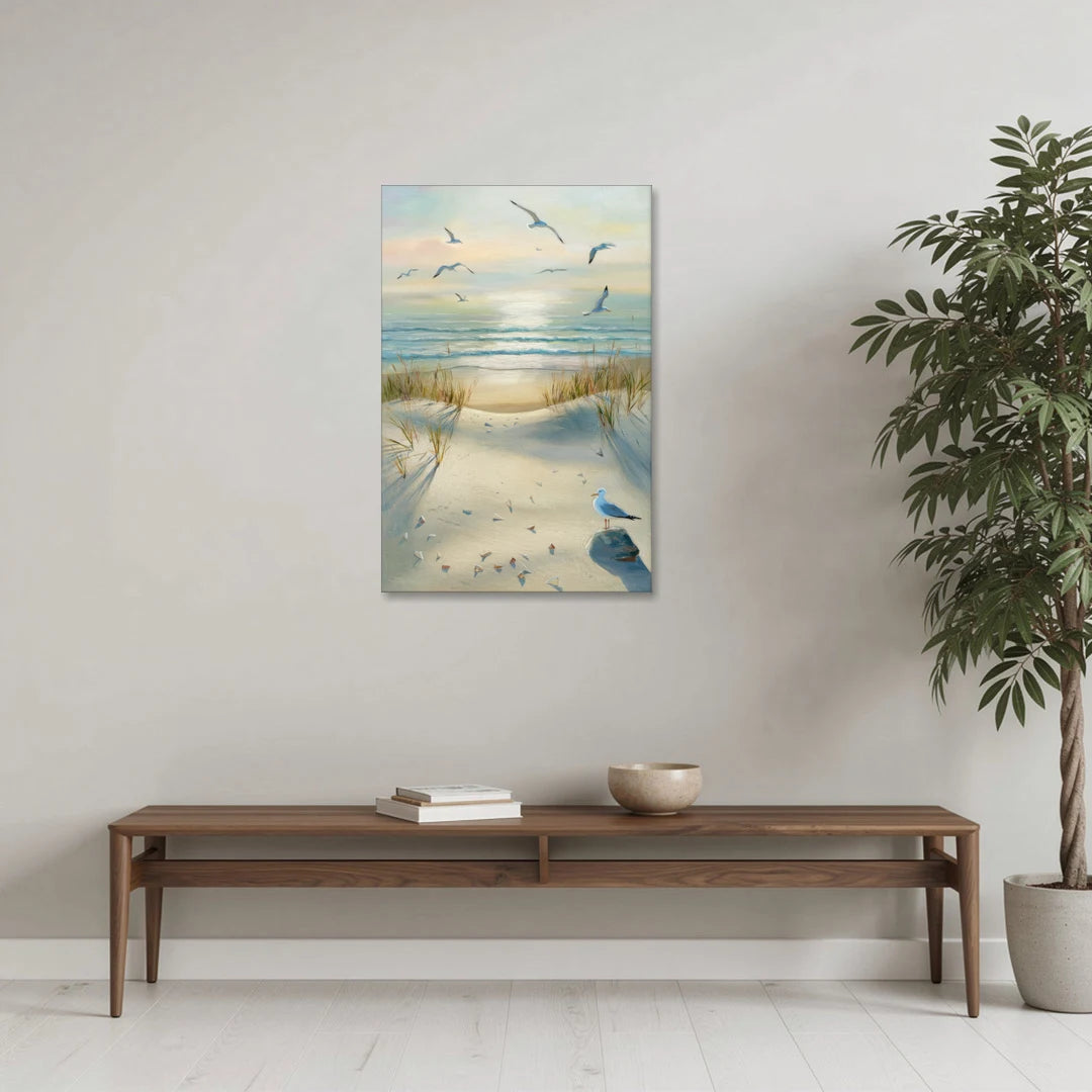 Virginia Beach Seagulls in Flight - Canvas Wall Art - Coffee Table - 24x36
