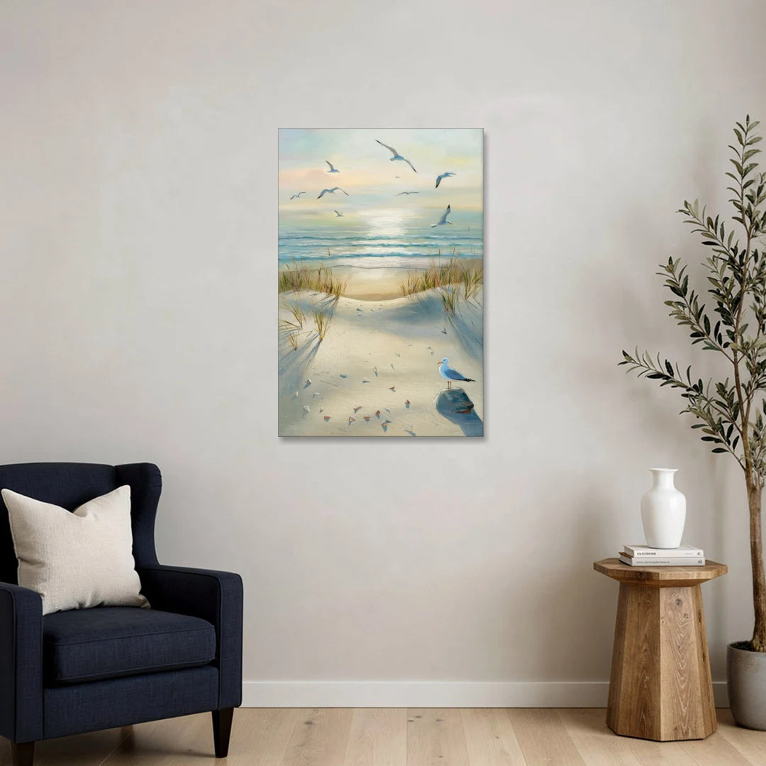 Virginia Beach Seagulls in Flight - Canvas Wall Art - Sofa - 24x36