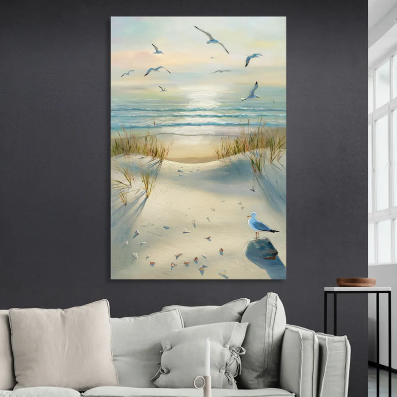 Virginia Beach Seagulls in Flight Living Room - Canvas Wall Art
