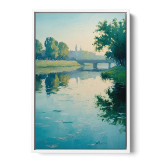 Vistula River Serenity - White Framed Canvas Wall Art - Front