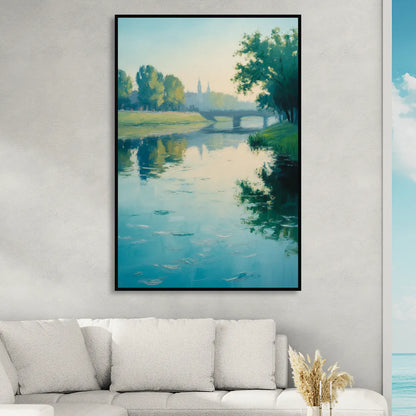 Vistula River Serenity Sitting Room - Black Canvas Wall Art