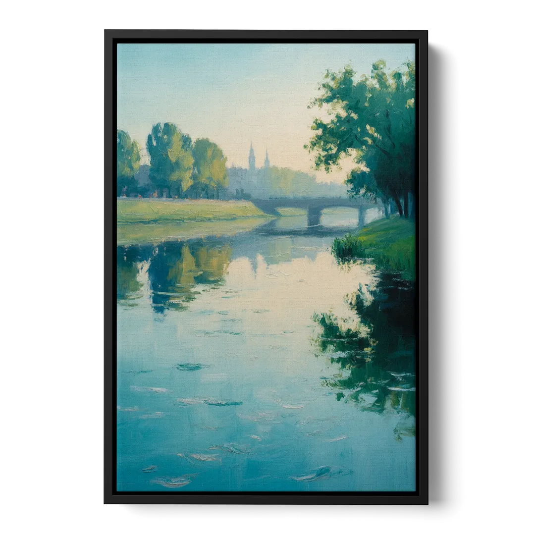 Vistula River Serenity Front - Black Canvas Wall Art