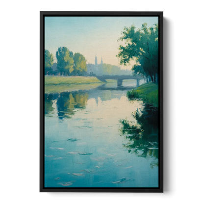 Vistula River Serenity Front - Black Canvas Wall Art