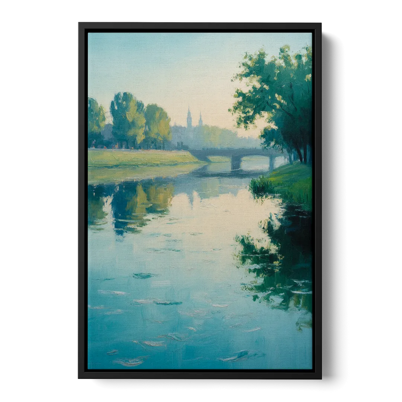 Vistula River Serenity Front - Black Canvas Wall Art