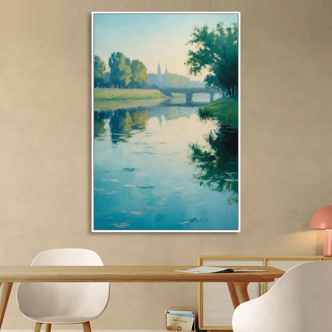 Vistula River Serenity Sitting Room - White Canvas Wall Art