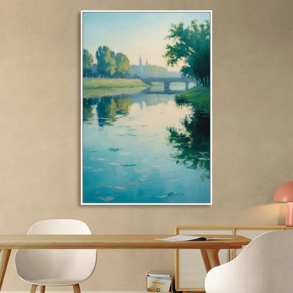 Vistula River Serenity Sitting Room - White Canvas Wall Art