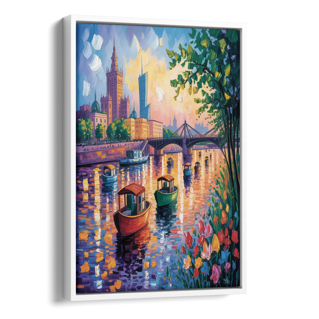 Vistula River View Side - White Canvas Wall Art