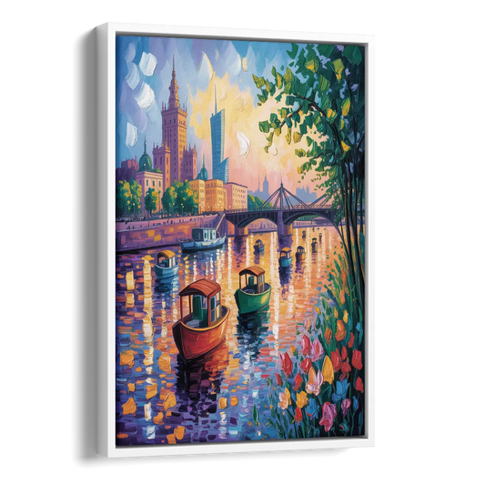 Vistula River View Side - White Canvas Wall Art