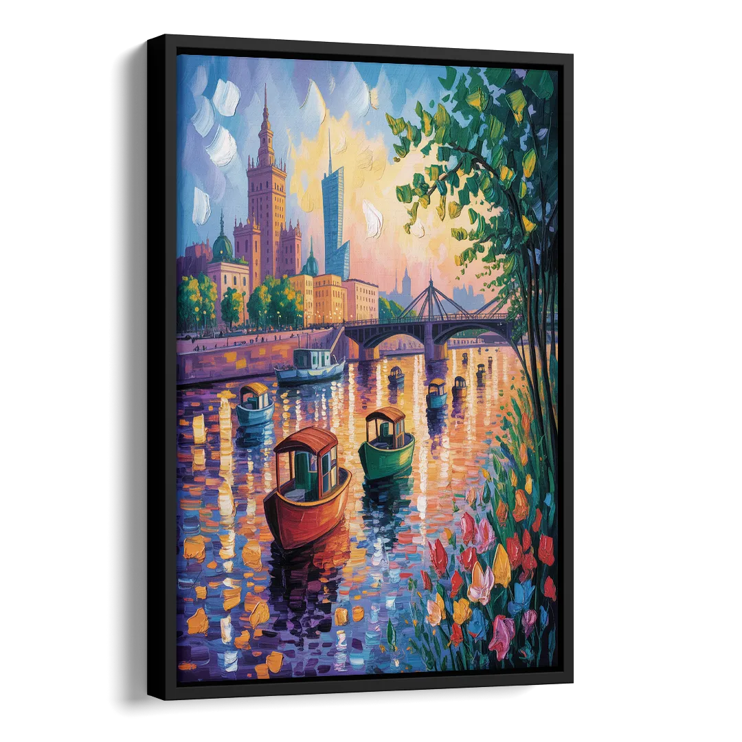 Vistula River View Side - Black Canvas Wall Art