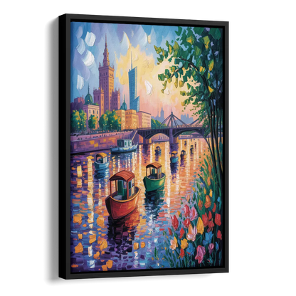 Vistula River View Side - Black Canvas Wall Art