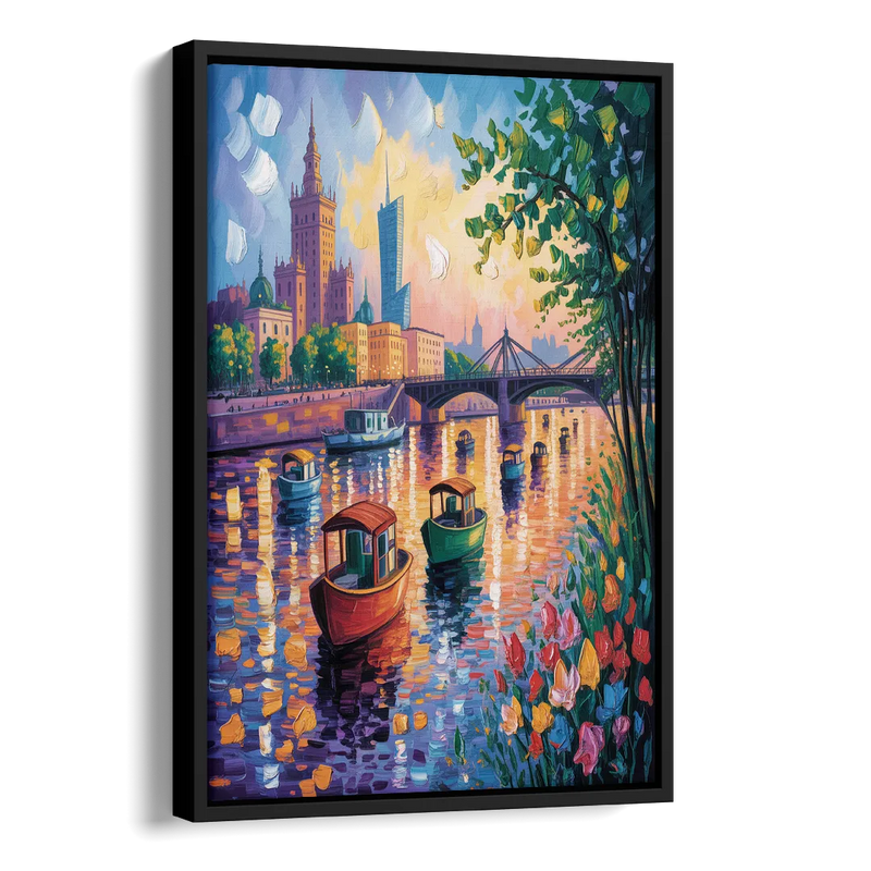 Vistula River View Side - Black Canvas Wall Art