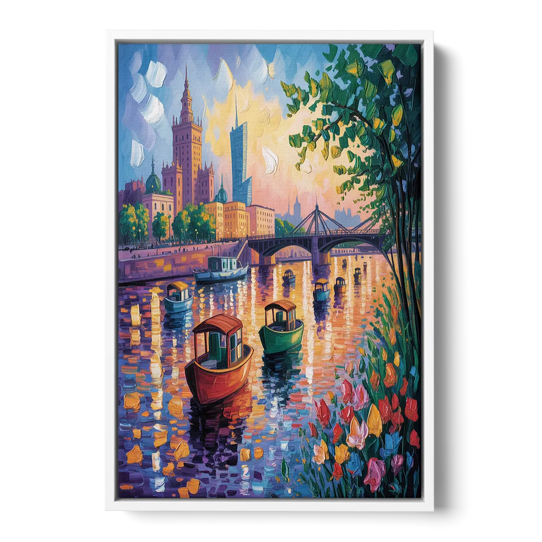 Vistula River View Front - White Canvas Wall Art