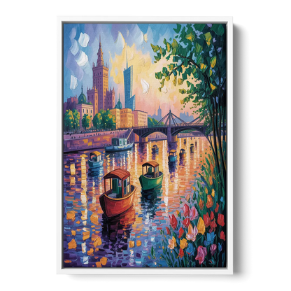 Vistula River View Front - White Canvas Wall Art