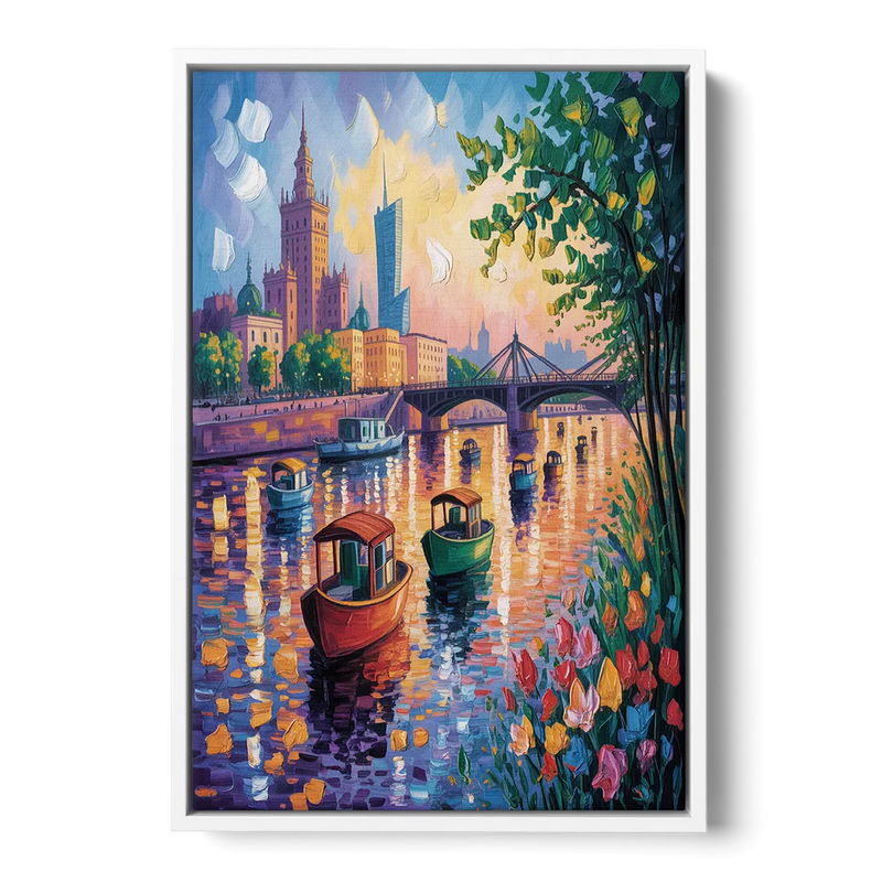 Vistula River View Front - White Canvas Wall Art