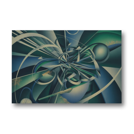 Vortex Elegance Blue and Green Abstract - Canvas Wall Art - Front