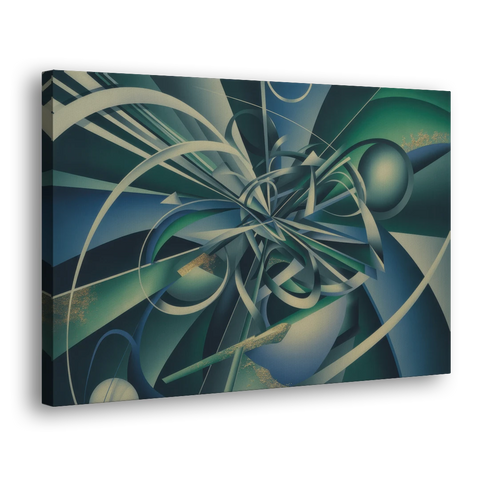 Vortex Elegance Blue and Green Abstract - Canvas Wall Art - Side