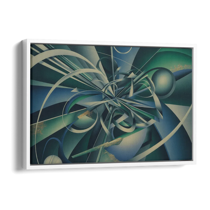 Vortex Elegance Blue and Green Abstract Side - White Canvas Wall Art
