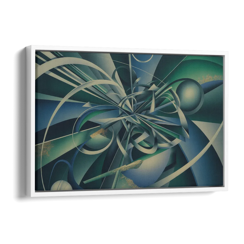 Vortex Elegance Blue and Green Abstract Side - White Canvas Wall Art