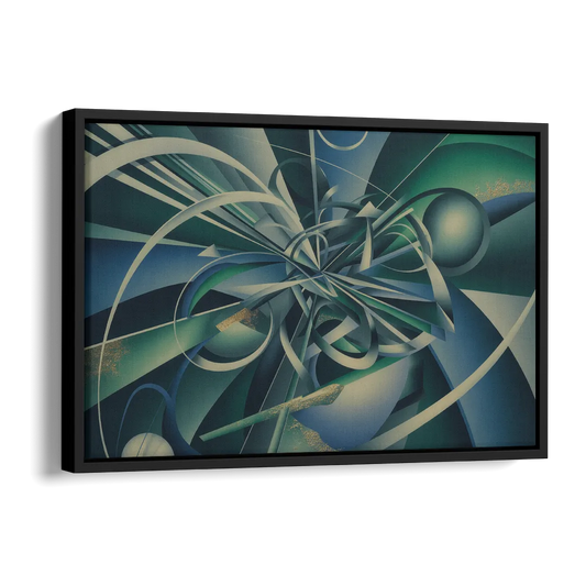 Vortex Elegance Blue and Green Abstract Side - Black Canvas Wall Art