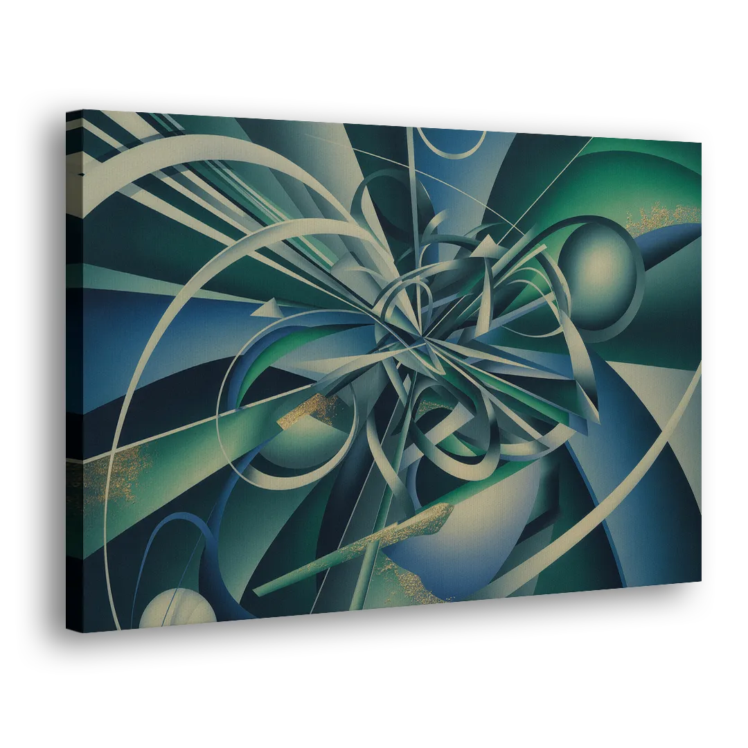 Vortex Elegance Blue and Green Abstract Side - Canvas Wall Art