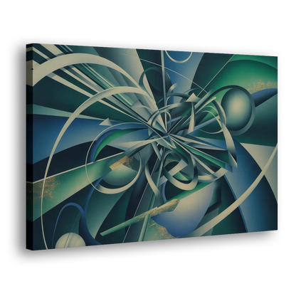 Vortex Elegance Blue and Green Abstract Side - Canvas Wall Art