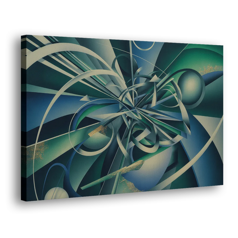 Vortex Elegance Blue and Green Abstract - Canvas Wall Art