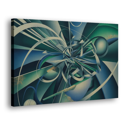 Vortex Elegance Blue and Green Abstract Side - Canvas Wall Art